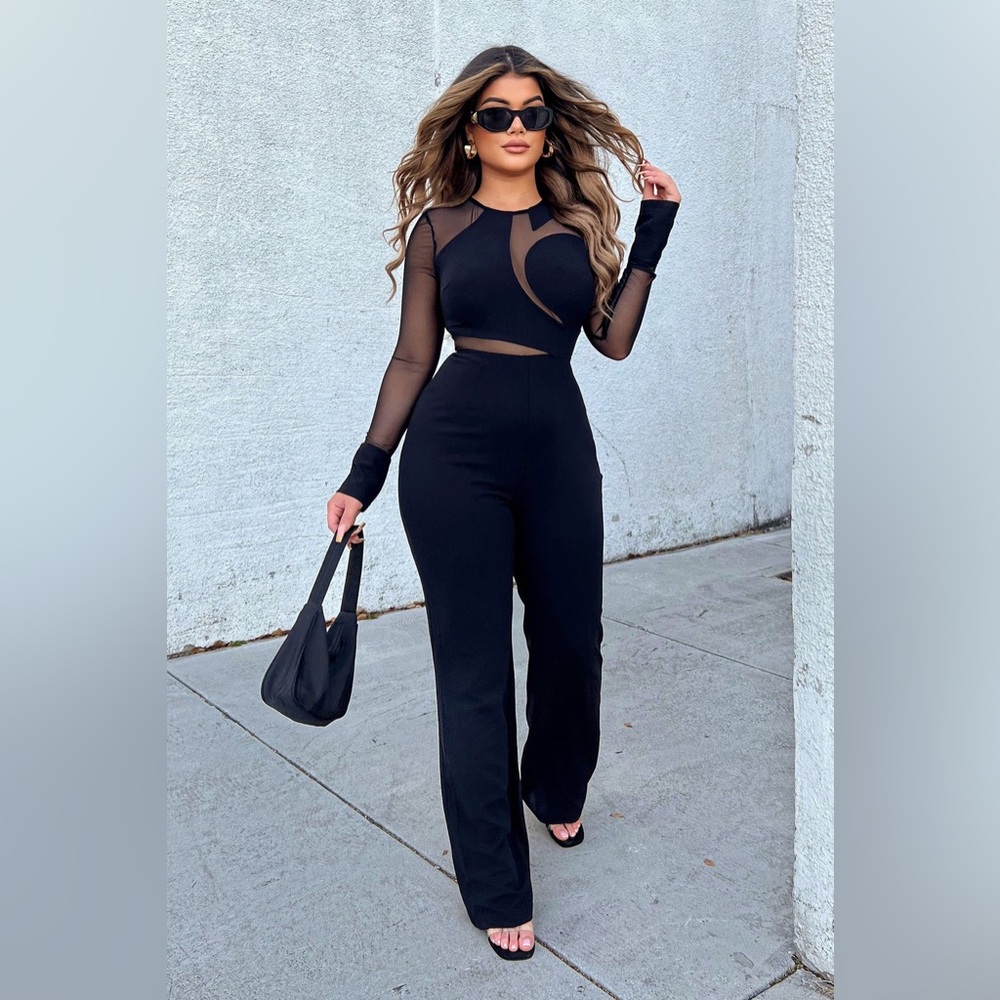 Fashion Nova Mesh Baby Jumpsuit - Black XL
